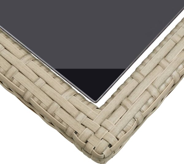 Bézs üveg és polyrattan kerti asztal 110 x 53 x 72 cm