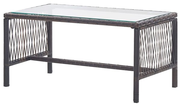 4-részes barna kerti polyrattan bútorszett párnákkal