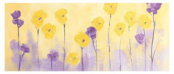 Kép - Lila és sárga virágok (120x50 cm)