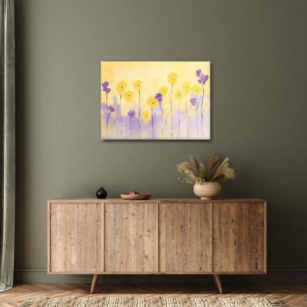 Kép - Lila és sárga virágok (70x50 cm)
