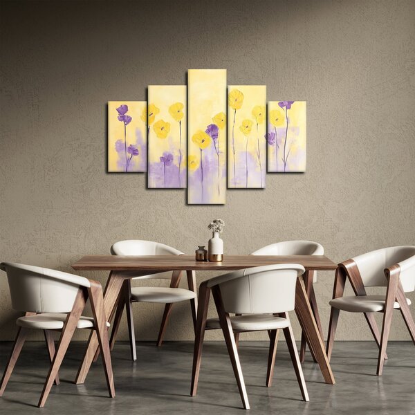 Kép - Lila és sárga virágok (150x105 cm)