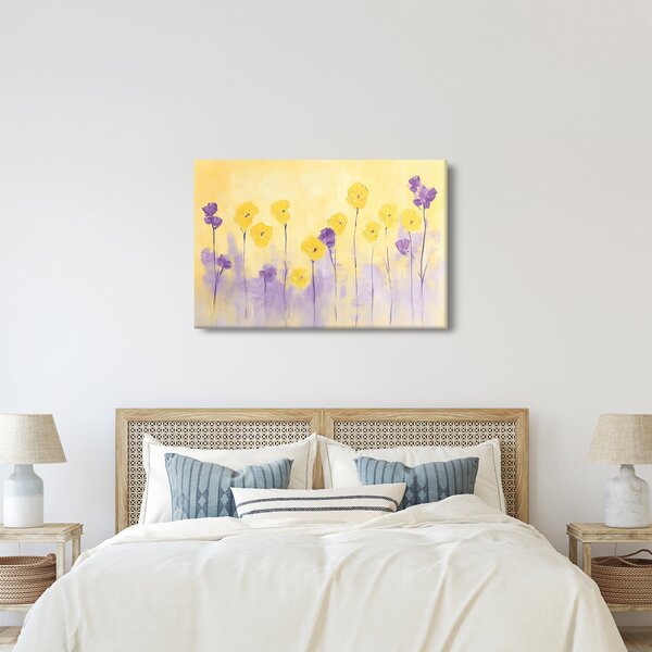 Kép - Lila és sárga virágok (90x60 cm)