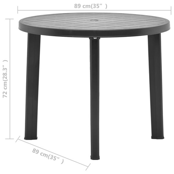 Antracitszürke műanyag kerti asztal 89 cm