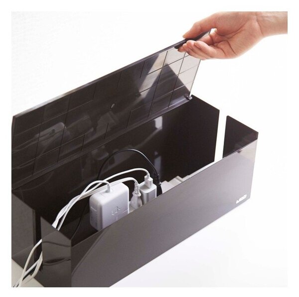 Web Cable Box fekete-barna doboz töltőknek- YAMAZAKI