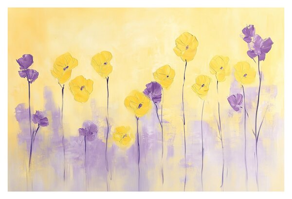 Kép - Lila és sárga virágok (90x60 cm)