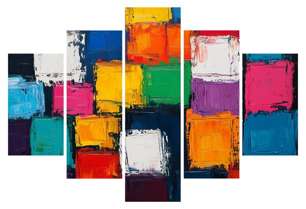 Kép - Színes négyzetek festménye (150x105 cm)