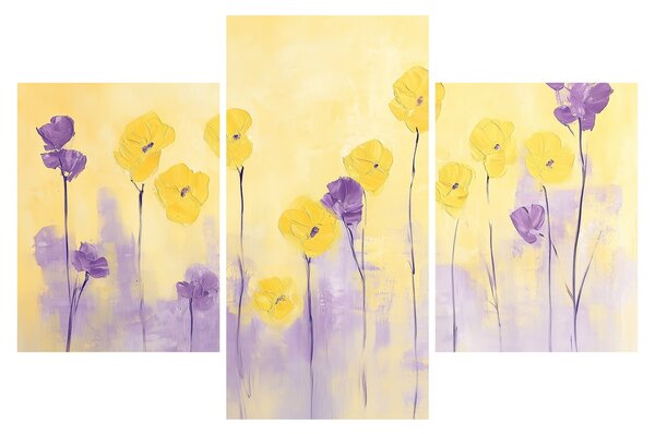 Kép - Lila és sárga virágok (90x60 cm)