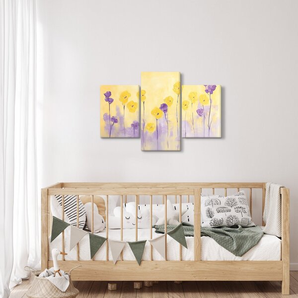 Kép - Lila és sárga virágok (90x60 cm)