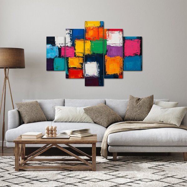 Kép - Színes négyzetek festménye (150x105 cm)