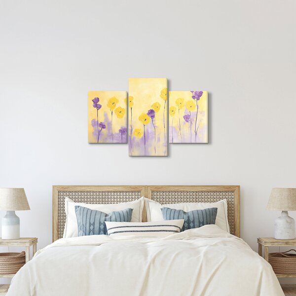Kép - Lila és sárga virágok (90x60 cm)