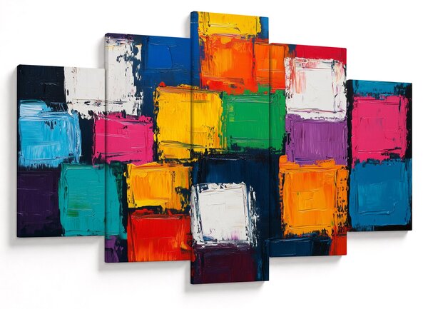 Kép - Színes négyzetek festménye (150x105 cm)