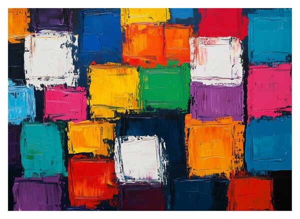 Kép - Színes négyzetek festménye (70x50 cm)