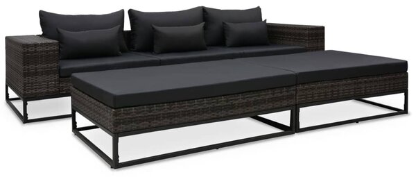 VidaXL 5 részes szürke polyrattan kerti bútorszett párnákkal