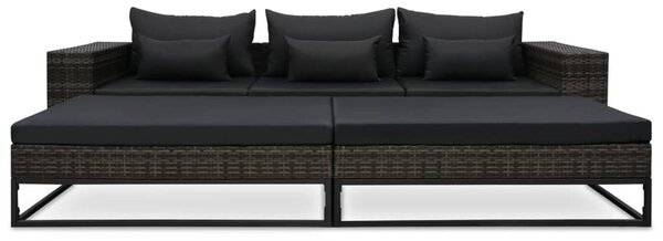 VidaXL 5 részes szürke polyrattan kerti bútorszett párnákkal