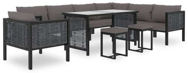 Antracitszürke polyrattan sarokkanapé-elem bal oldali karfával