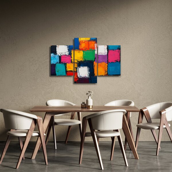 Kép - Színes négyzetek festménye (90x60 cm)