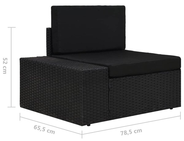 5 részes fekete polyrattan kerti ülőgarnitúra
