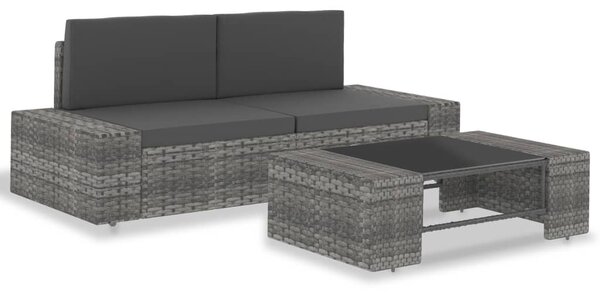 3 részes szürke polyrattan kerti ülőgarnitúra