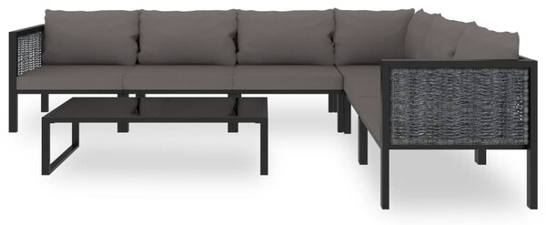 7 részes antracitszürke kerti polyrattan ülőgarnitúra párnákkal