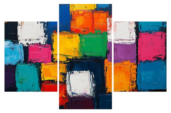 Kép - Színes négyzetek festménye (90x60 cm)