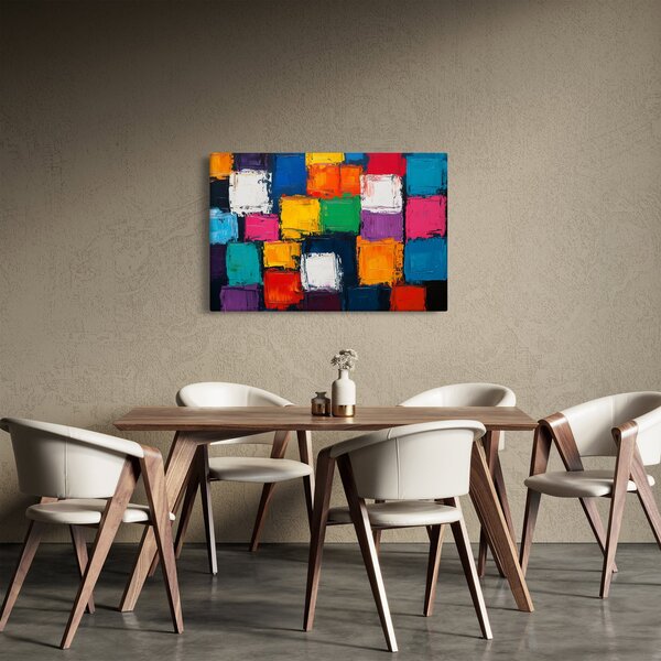 Kép - Színes négyzetek festménye (90x60 cm)