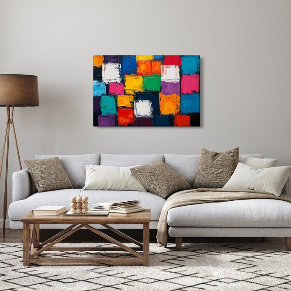Kép - Színes négyzetek festménye (90x60 cm)