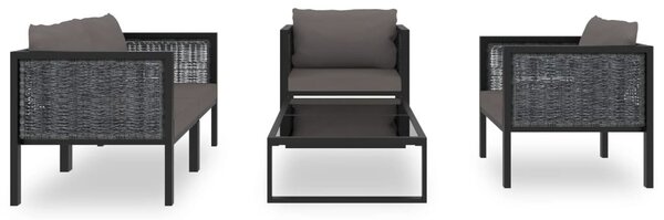 5 részes antracitszürke kerti polyrattan ülőgarnitúra párnákkal