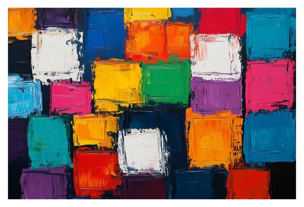 Kép - Színes négyzetek festménye (90x60 cm)