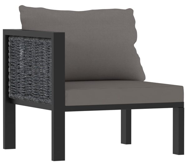 6 részes antracitszürke kerti polyrattan ülőgarnitúra párnákkal