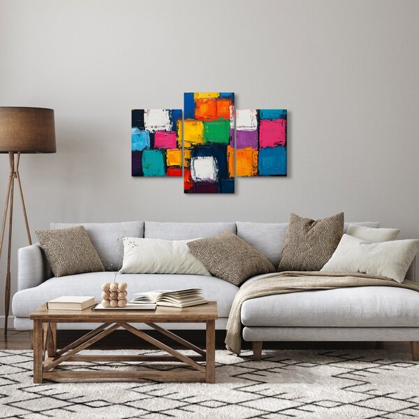 Kép - Színes négyzetek festménye (90x60 cm)