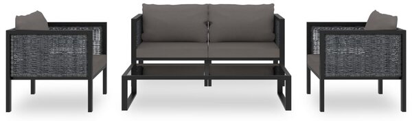 5 részes antracitszürke kerti polyrattan ülőgarnitúra párnákkal