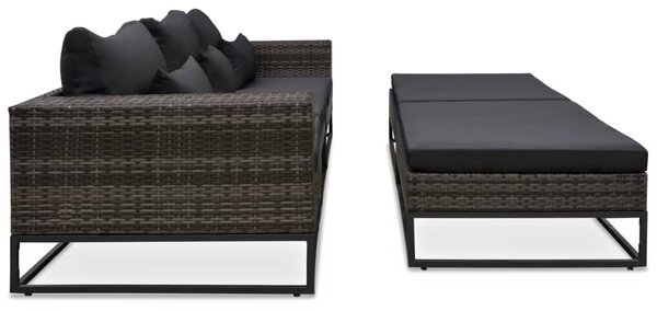 VidaXL 5 részes szürke polyrattan kerti bútorszett párnákkal