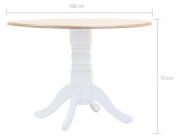 Fehér és barna tömör gumifa étkezőasztal 106 cm