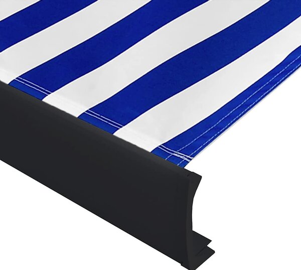 Kék és fehér motorizált kazettás napellenző 400 x 300 cm