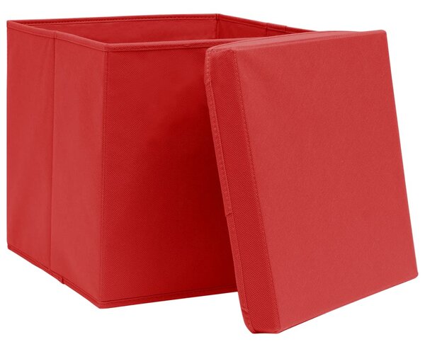 10 db piros szövet tárolódoboz fedéllel 32 x 32 x 32 cm