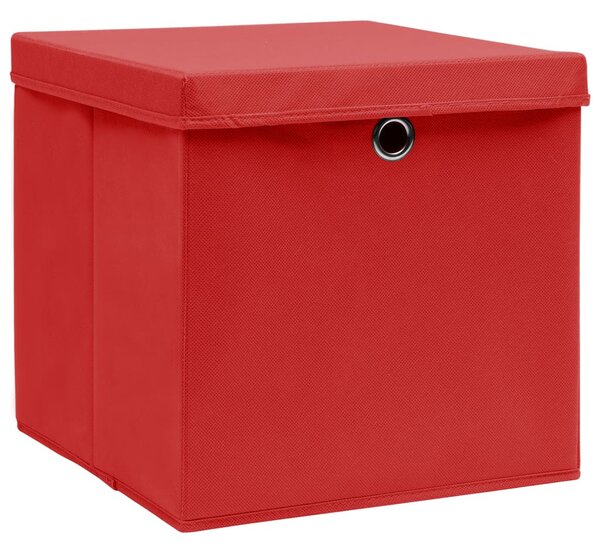 10 db piros szövet tárolódoboz fedéllel 32 x 32 x 32 cm