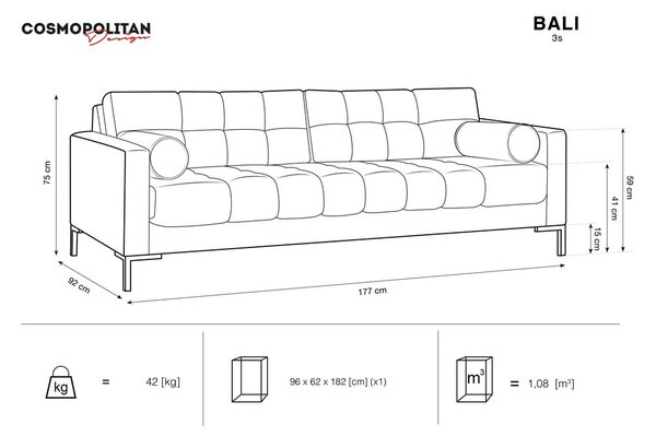 Bali sötétkék bársony kanapé - Cosmopolitan Design