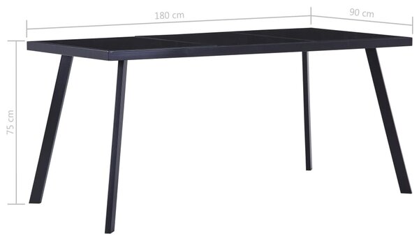 Fekete edzett üveg étkezőasztal 180 x 90 x 75 cm