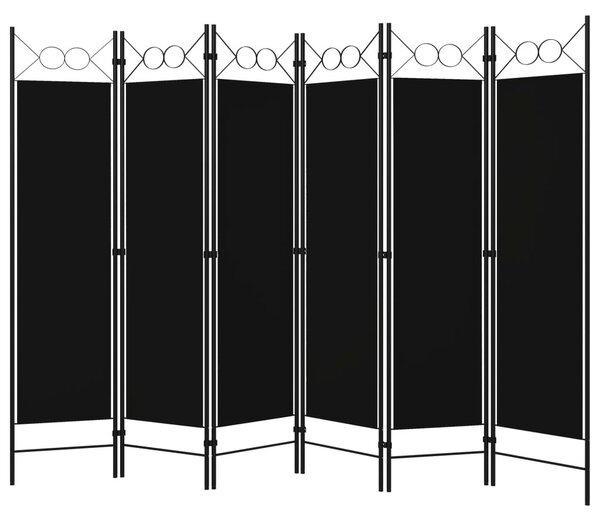 Fekete 6 paneles paraván 240 x 180 cm