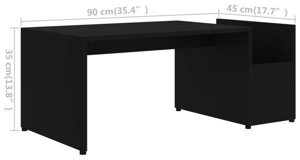 Fekete szerelt fa dohányzóasztal 90 x 45 x 35 cm