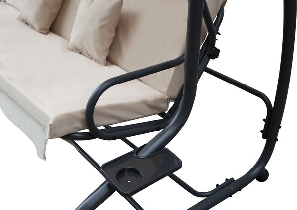 Pepita Relax Plus 4 személyes, dönthető kerti Hintaágy pohártartóval - bézs