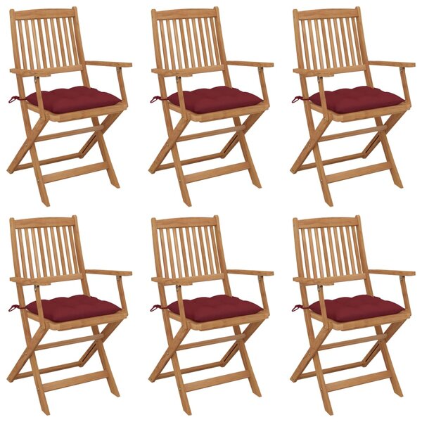 VidaXL 6 db összecsukható tömör akácfa kerti szék párnákkal