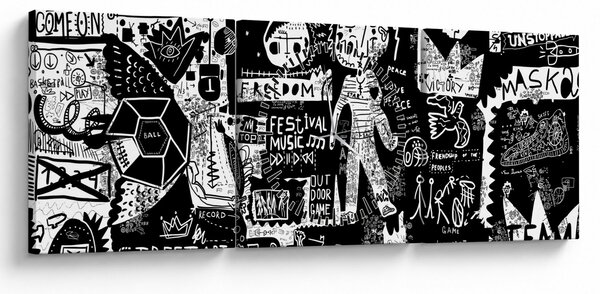 Kép - Graffiti (órával) (90x30 cm)