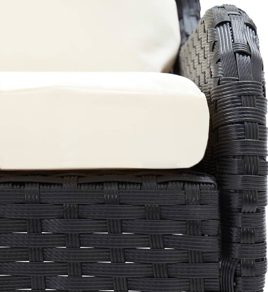 2 db fekete polyrattan kerti sarokkanapé