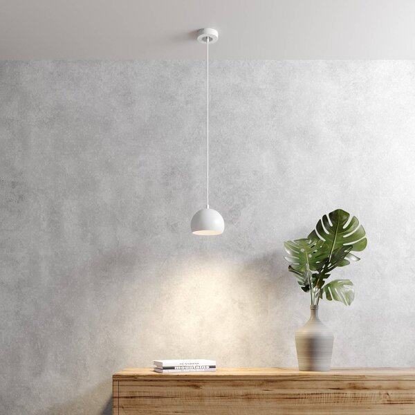 Luminex Sool lógó világítás, fehér, Ø 15 cm, 1 izzó, fém, E27, dimmelhető, Fehér / opál, Nappali / Étkező, fém