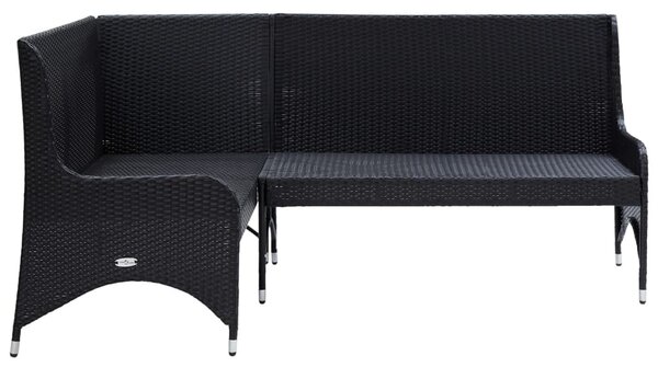 2 db fekete polyrattan kerti sarokkanapé