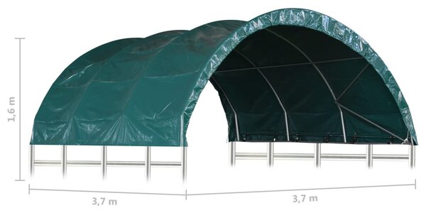 Zöld PVC állattartó sátor 3,7 x 3,7 m