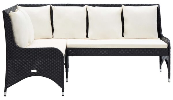 2 db fekete polyrattan kerti sarokkanapé
