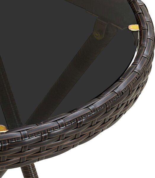Barna polyrattan és edzett üveg teázóasztal 60 cm