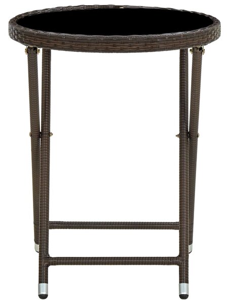 Barna polyrattan és edzett üveg teázóasztal 60 cm